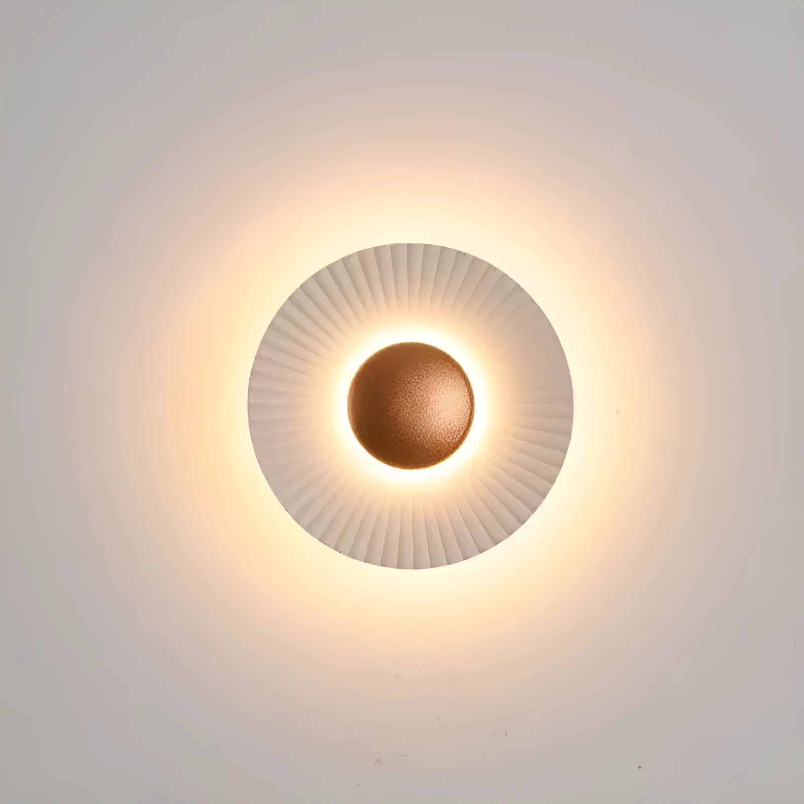 Round aluminium wall lamp with white and gold finish options for bedroom and living room lighting installation