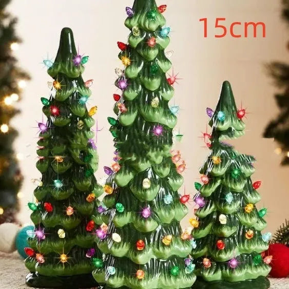 Resin Christmas tree decorations in European style with colour or warm light options