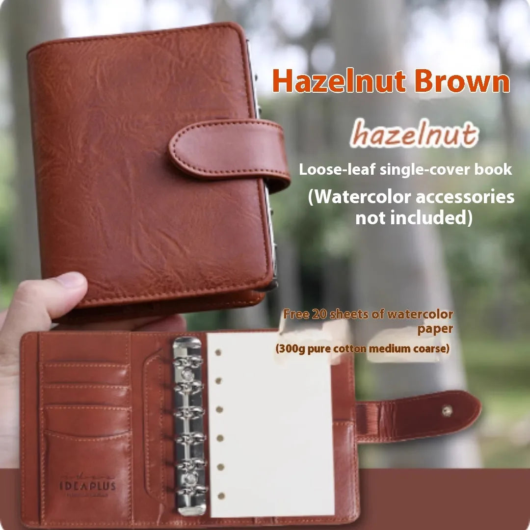 A7 loose-leaf watercolour book in avocado green with 20 blank pages for portable painting