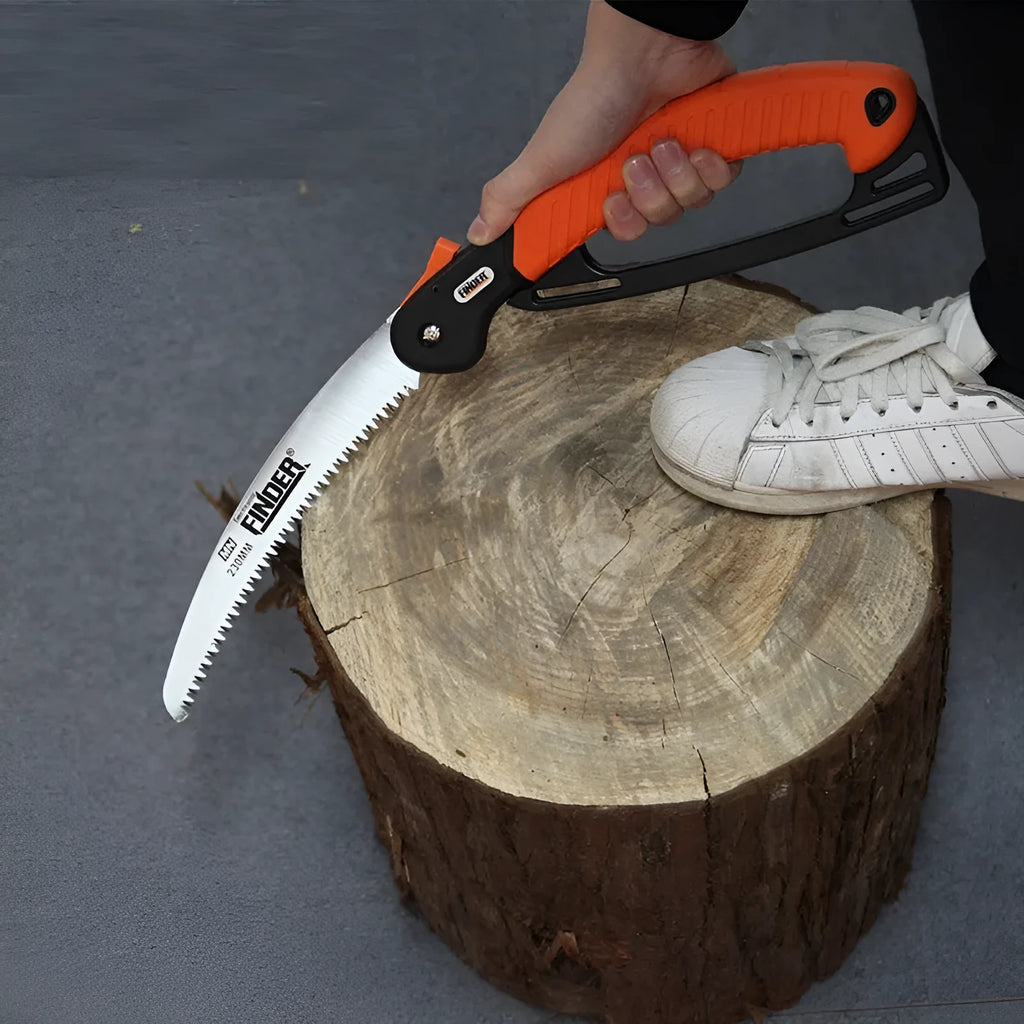 230mm folding garden hand saw with TPR handle and 65MN steel blade for pruning tasks