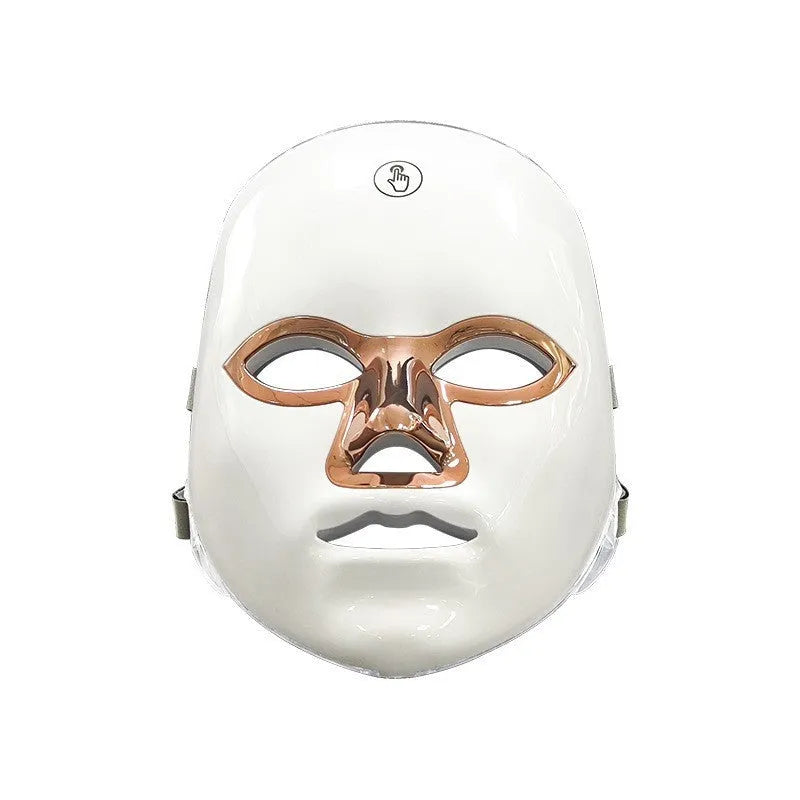 Rechargeable LED beauty mask with touch controls in black, white, or rose gold finish