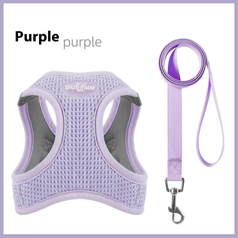 Brown waffle cloth cat harness with chest strap design for secure pet control