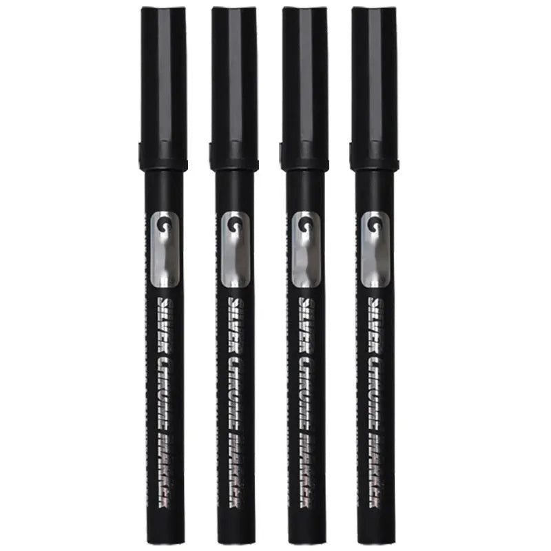 Waterproof mirror marker pen with plastic body, shown with 1mm and 2mm nib options.