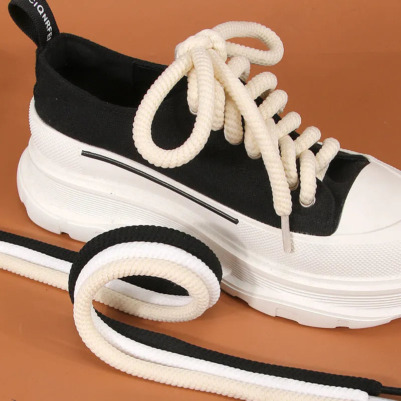 Round 10mm woven shoelace for bread shoes in beige, showing length and thickness options.