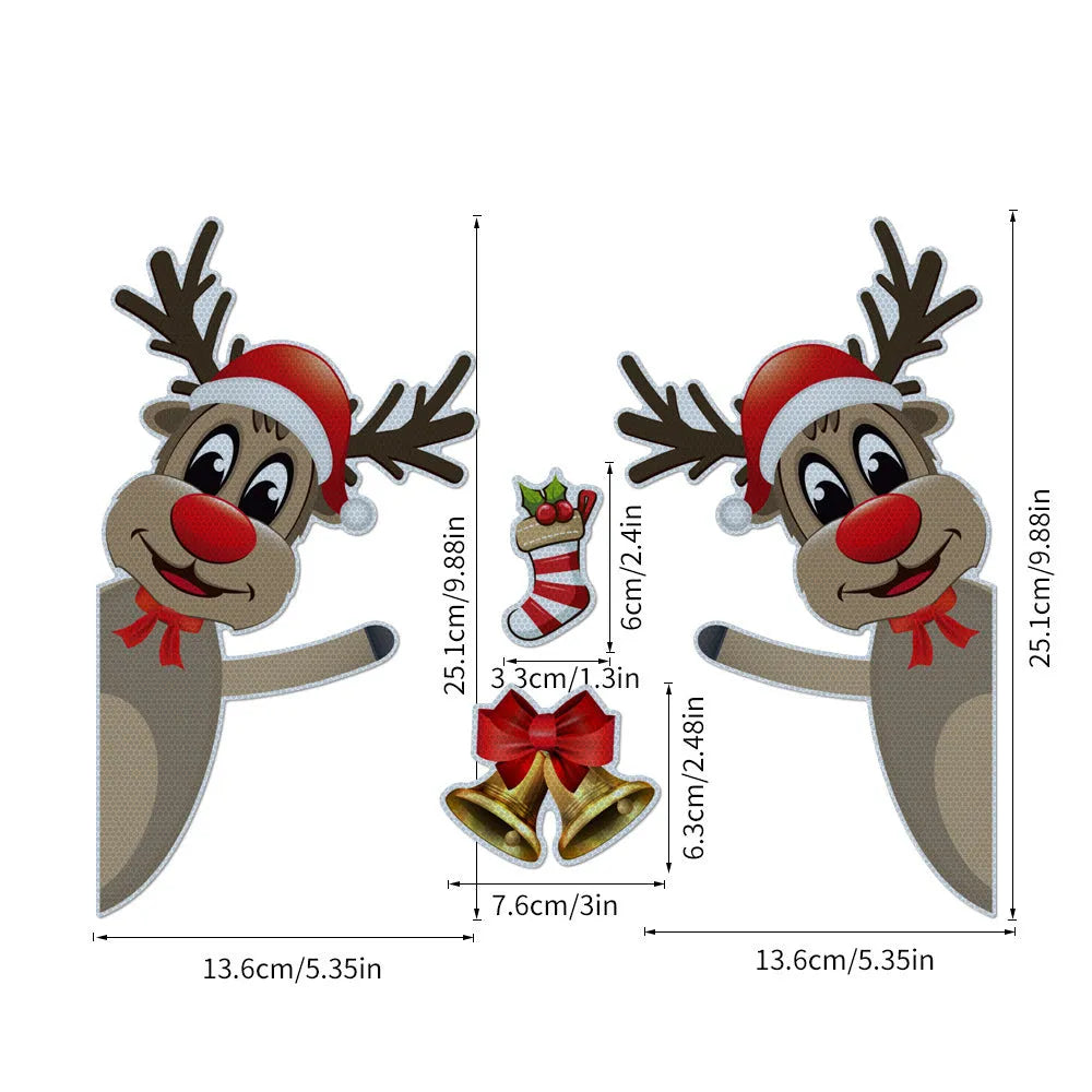 Christmas elk bell magnetic luminous reflective bumper stickers for vehicle decoration