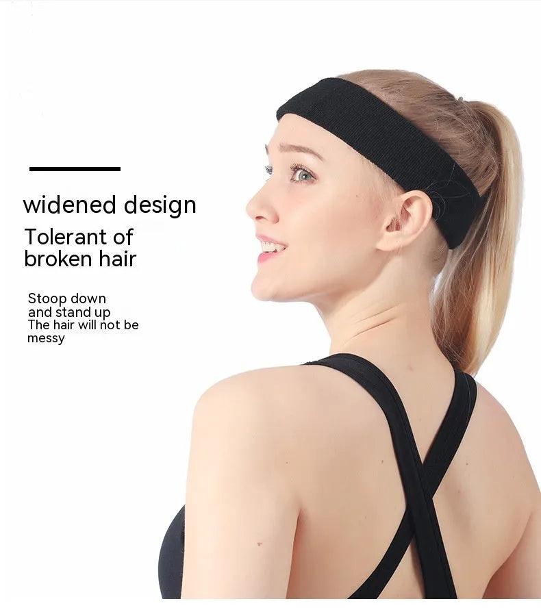 Solid colour elastic sports sweat band made from polyester spandex.