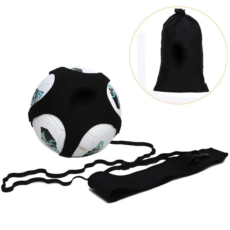 Black football juggling belt with 2-metre length for rotating ball control training