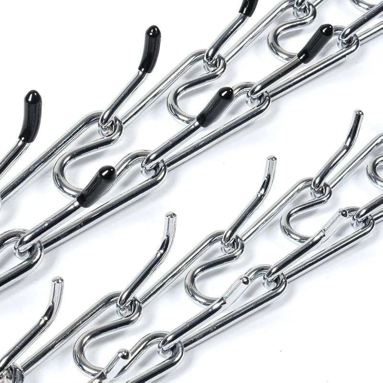 Stainless steel dog prong training collar with rubber tips and adjustable chain links