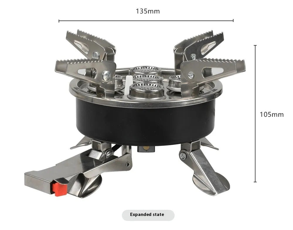 Silver stainless steel split camping stove with copper fittings and 100cm hose