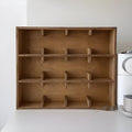 Solid wood multi-layer grid storage rack for cups and glasses in birch meridian colour