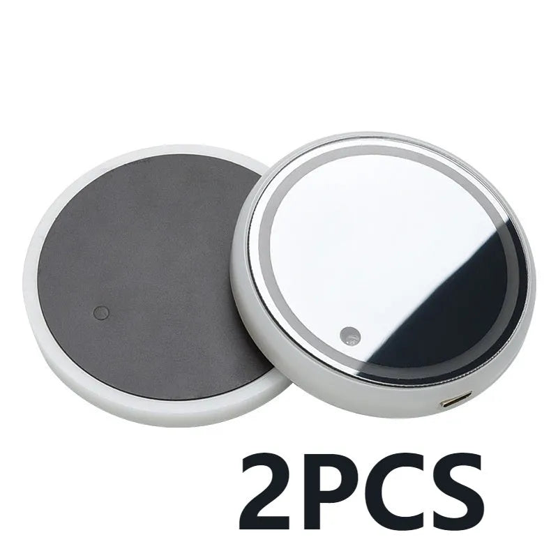 Colourful LED light-up coaster for car cup holder showing multiple light colours on a dark surface.