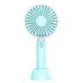 Blue portable USB desktop fan with three-speed control and figure-8 head oscillation