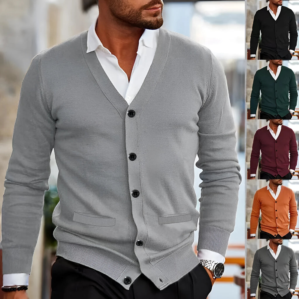 Men's slim fit acrylic cardigan sweater coat for autumn wear in various colours