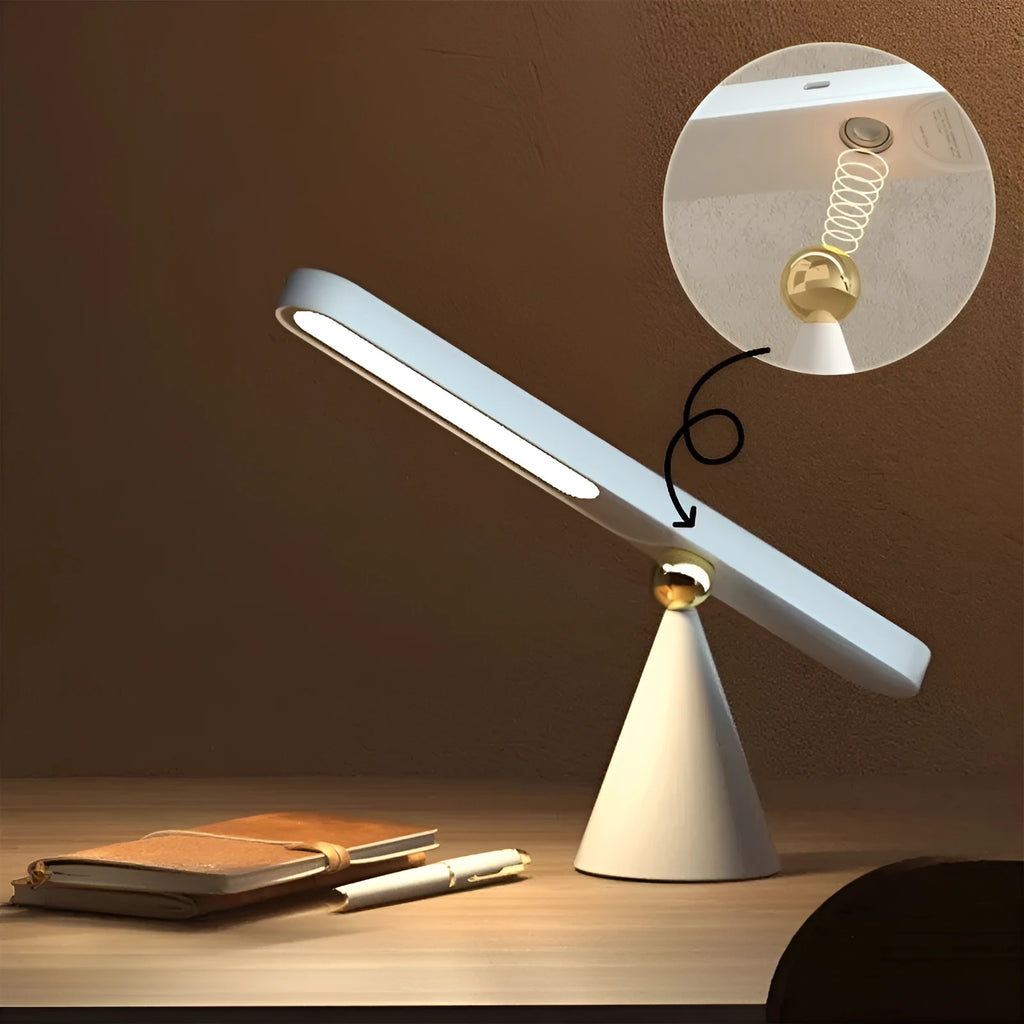 Geometric USB desk lamp with magnetic suction base for wall mounting in white colour