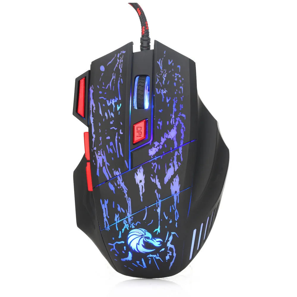 H300BK colour wired gaming mouse with luminous effects and ergonomic design