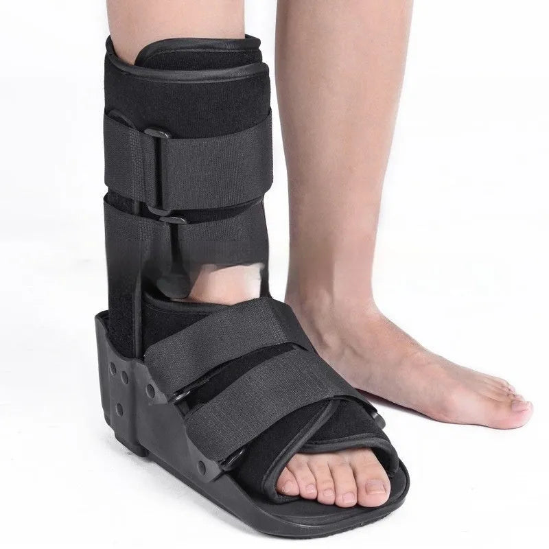 Achilles tendon rehabilitation walking boot with adjustable aluminium footplate in grey colour