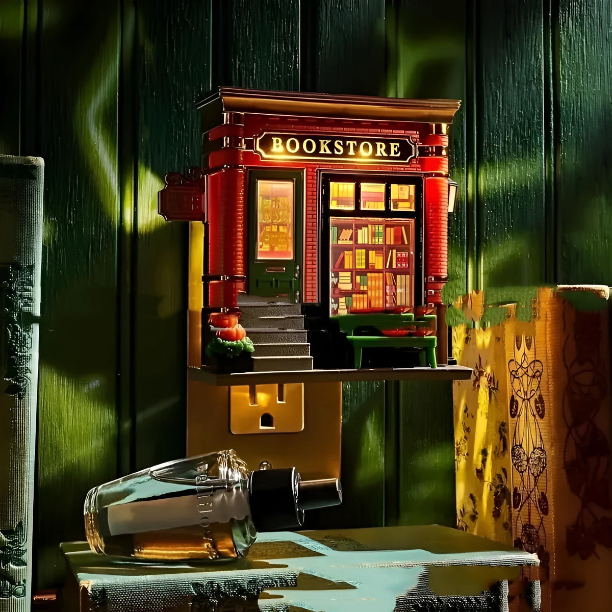 Cartoon-style Christmas house night lamp ornament made from resin plastic materials