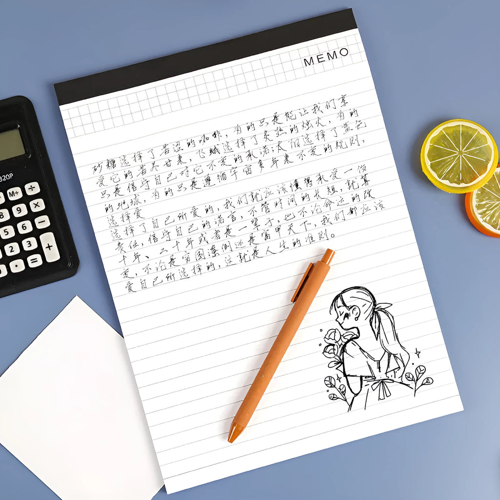 A4 tearable notebook with paper cover showing grid and blank page options