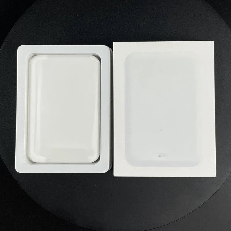 White wireless magnetic charging power bank with 5000mAh capacity and creative PVC casing design
