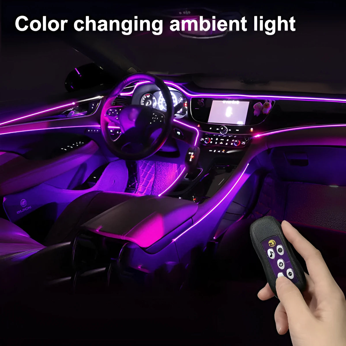 Car USB LED atmosphere decorative light strip with colour changing effects for dashboard installation