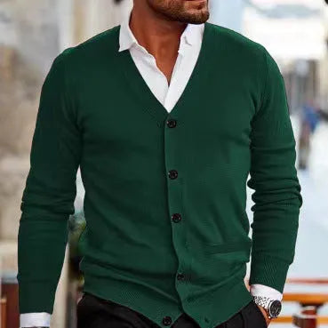 Men's slim fit acrylic cardigan sweater coat for autumn wear in various colours