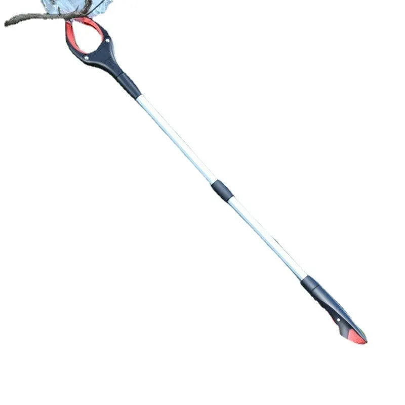 Blue plastic and aluminium alloy sewer pliers clip tool on a work surface.