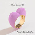 Three-dimensional heart-shaped enamel ring in zinc alloy with colourful detailing