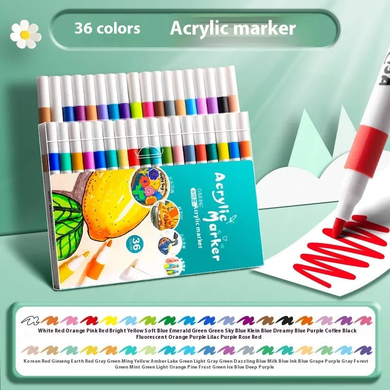 Plastic acrylic marker pen set with multicolour options in packaging box