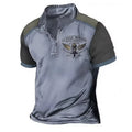 Men's solid colour golf polo shirt with a loose pullover fit and digital print.