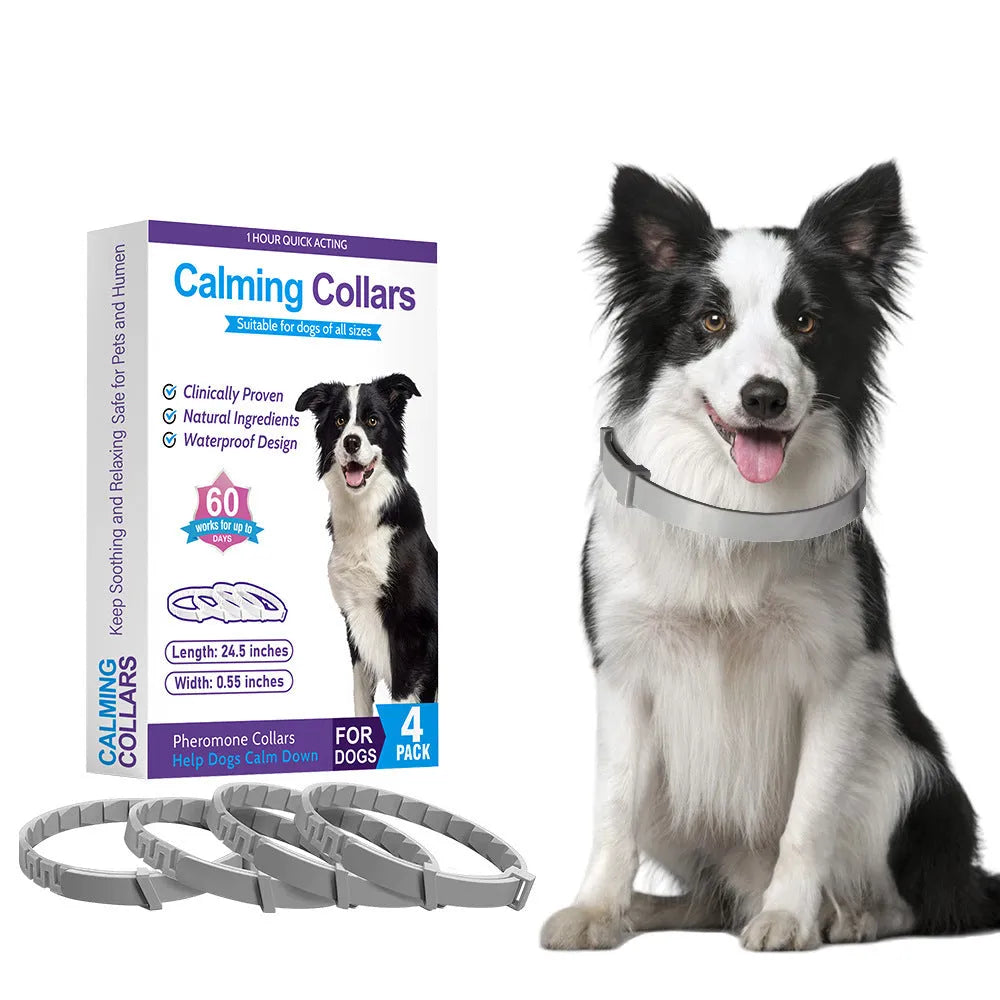 TPR dog anxiety relief collar in Chinese style monochrome pattern, 62cm length