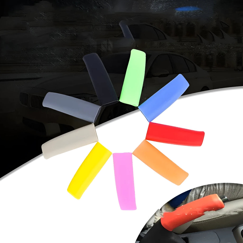 Universal silicone handbrake sleeve for cars in black, grey, beige, red, and blue colour options