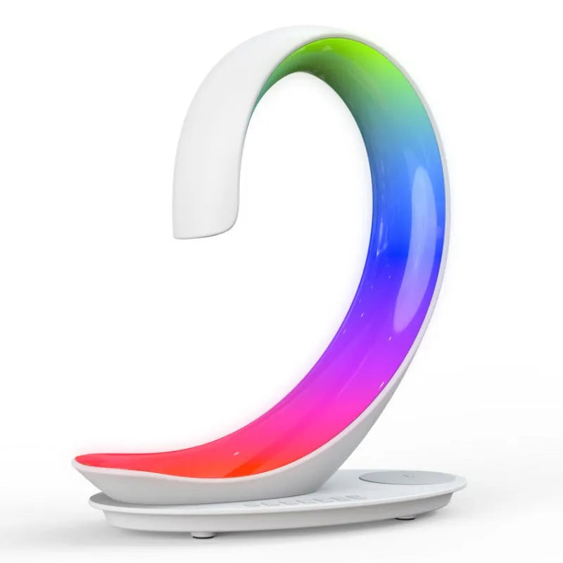 White swan animal figure desktop wireless charger with Bluetooth speaker and colourful atmosphere light