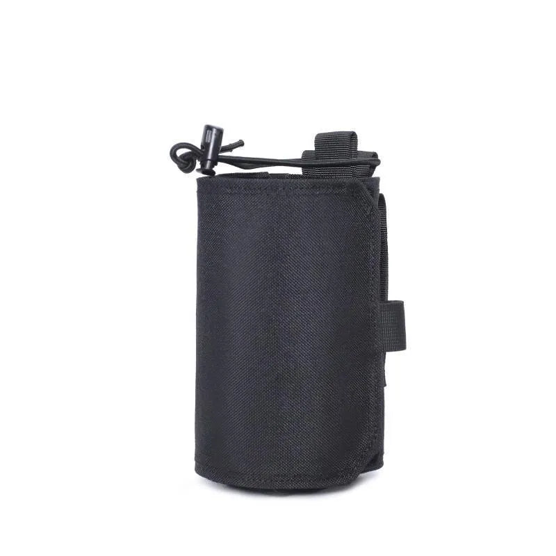 Adjustable black Oxford cloth bottle cover for outdoor sports insulation.