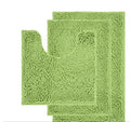 Chenille long hair bathroom three-piece carpet set with U-shaped mat and rectangular mats in modern colours.
