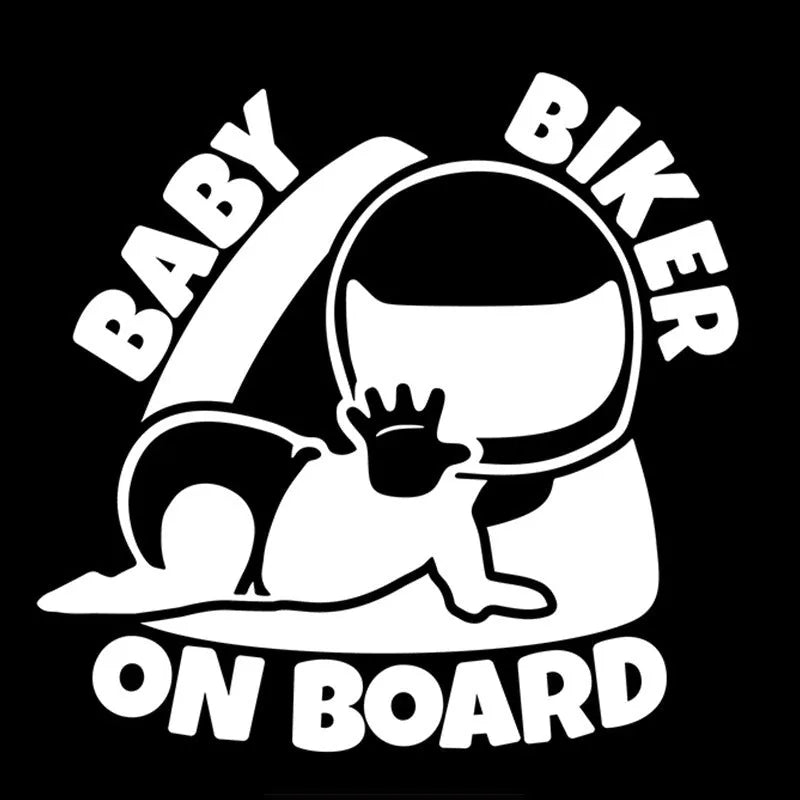 Reflective BABY ON BOARD car sticker 14.5x15 cm black and white safety warning