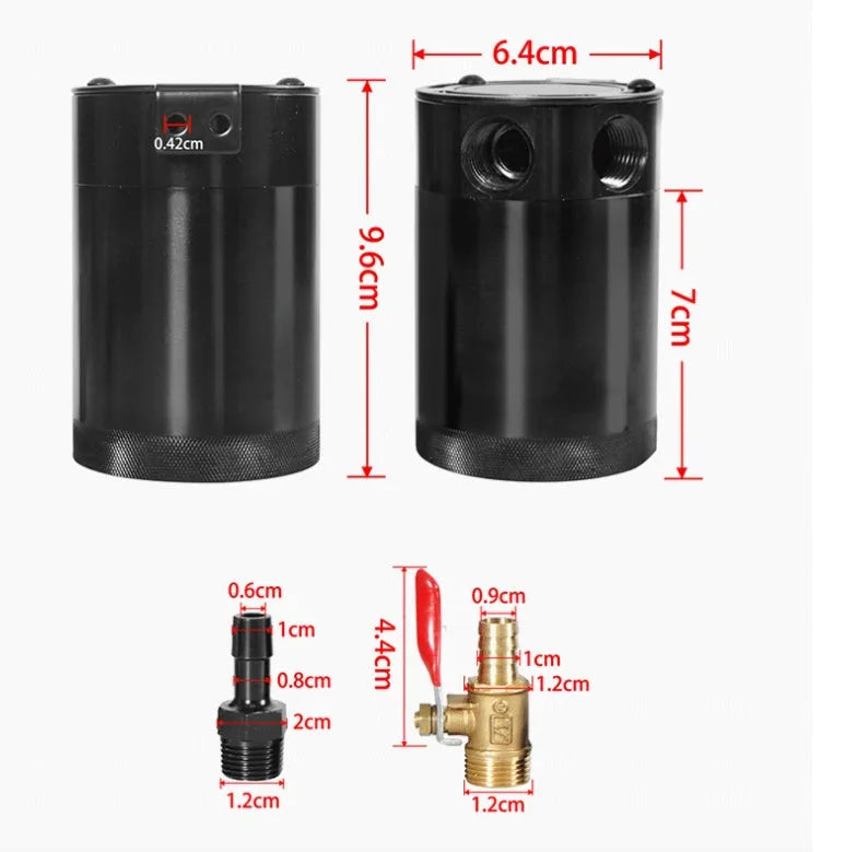 Aluminium automotive oil pot with two-hole design in black or silver