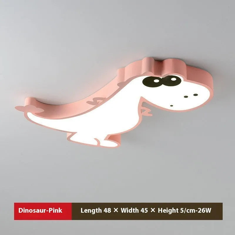 Cartoon dinosaur ceiling light with 48cm diameter and aluminium construction for children's bedrooms
