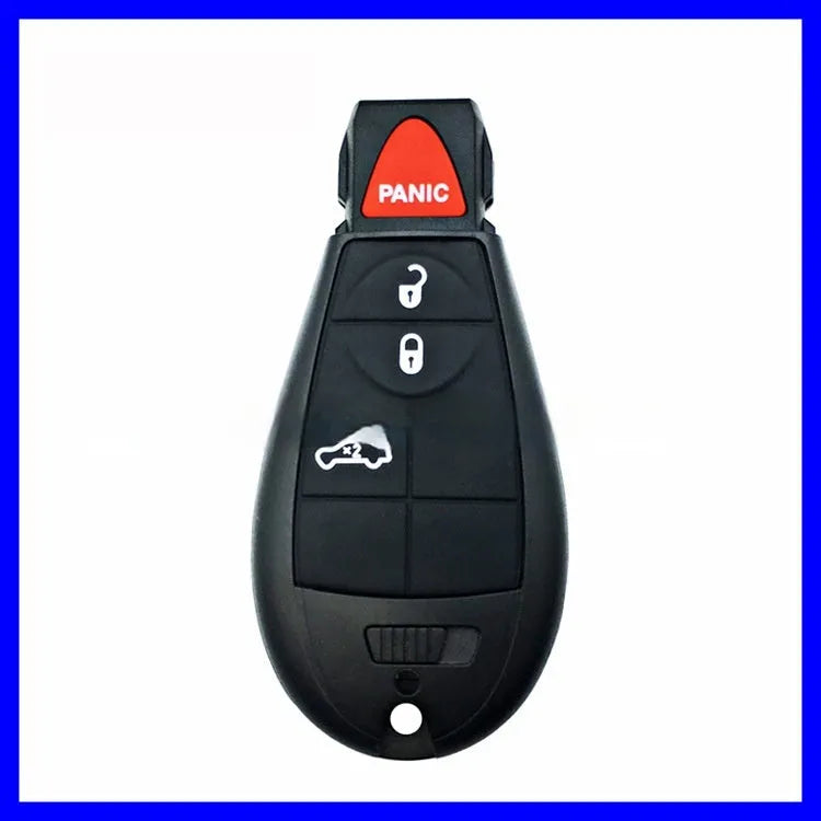 Dodge Chrysler smart key replacement shell in ABS brass, dimensions 85mm x 42mm x 15mm.
