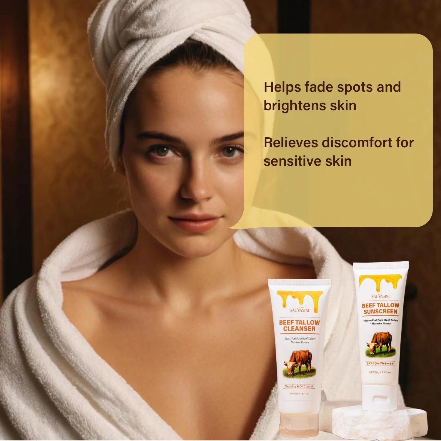 Butter honey seven-piece skincare kit with facial cleanser, face cream, lipstick, protective cream, body lotion, facial scrub
