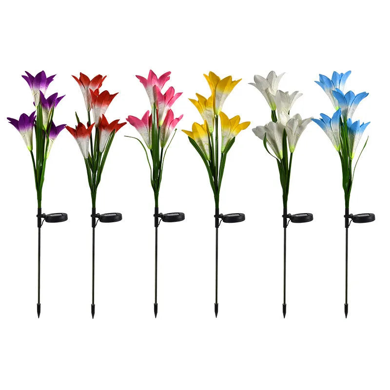 Solar lily festive lantern outdoor garden decor with flower shape design