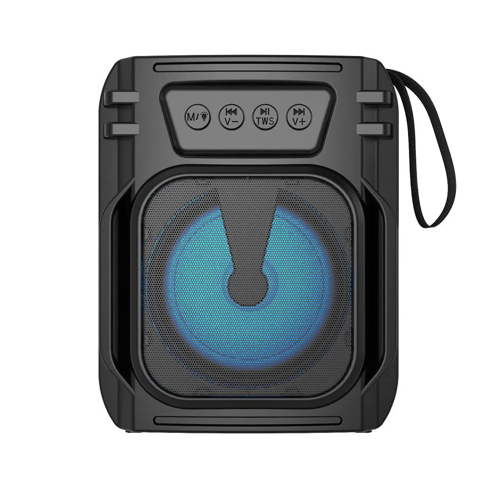 Compact portable Bluetooth speaker in colour 3107 with USB charging cable.