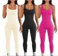 Women's spandex suspender tank top tights with adjustable buttons and long sleeves