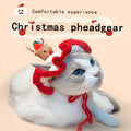 Hand-crocheted Christmas tree pet head cover for cats and small dogs, 18x16cm with 21cm rope