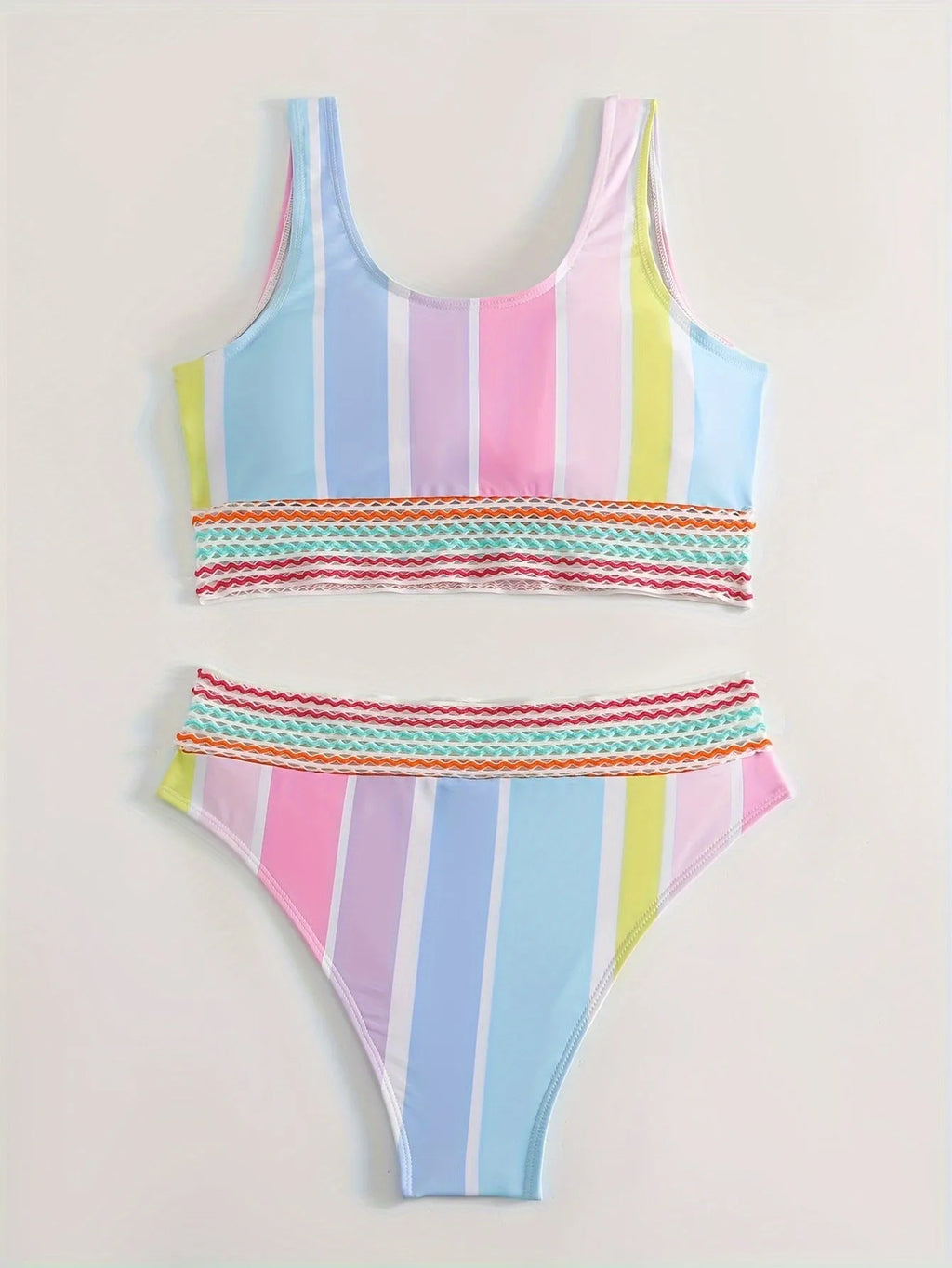 Women's striped bikini swimwear in picture colour with briefs style for swimming sports