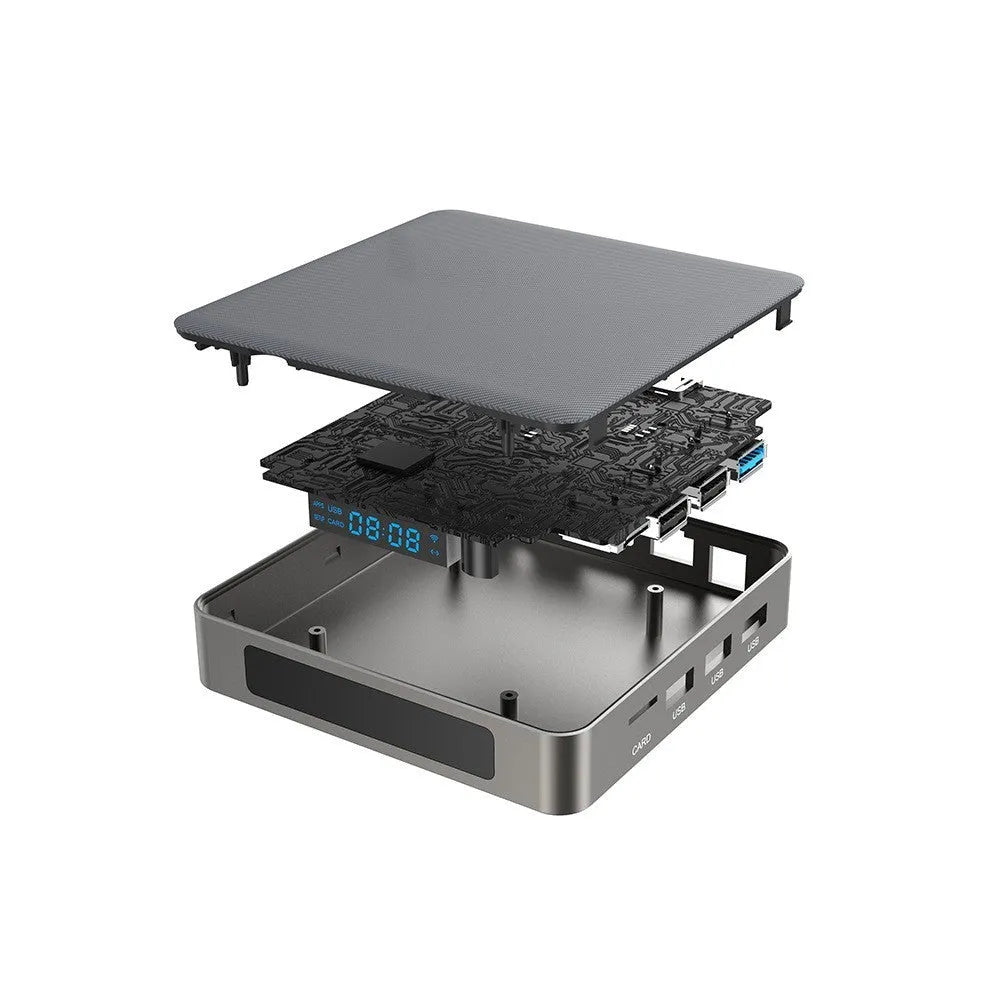Bluetooth Android set-top box with 8K output support and compact 105mm square design