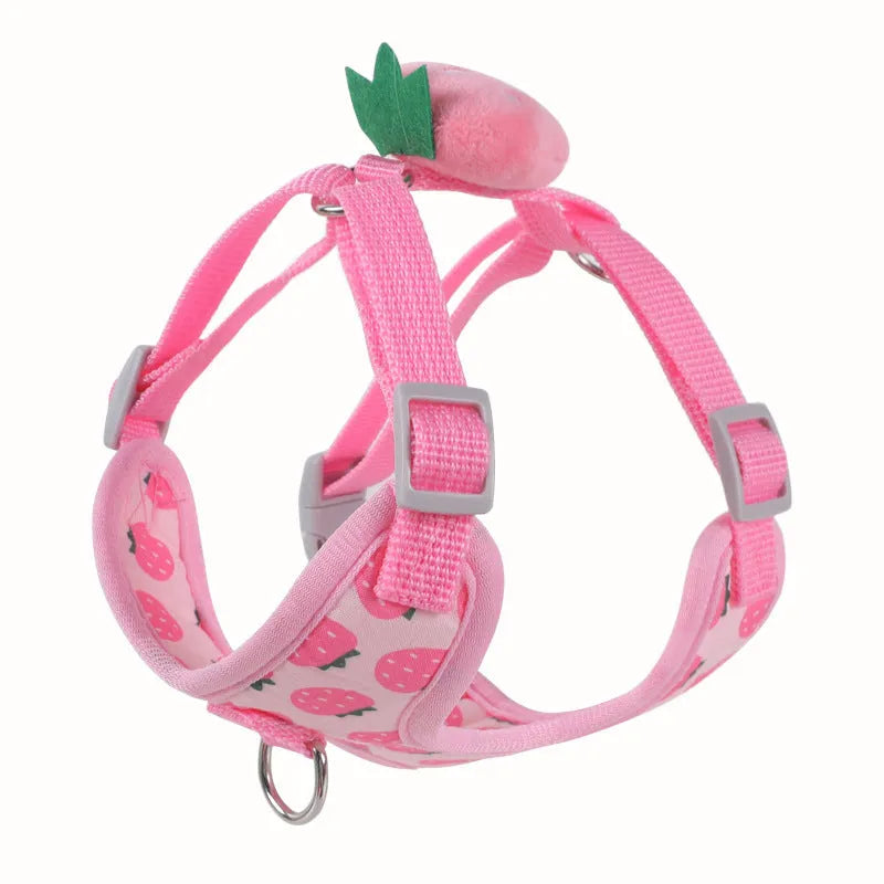 Reflective vest-style chest strap and lead for a small dog in avocado colour.