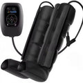 Air compression massager set with leg cuffs, arm unit, waist unit, and handheld remote control.