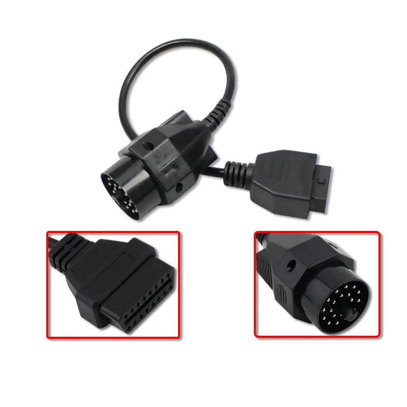 BMW OBD2 diagnostic adapter cable with 20-pin and 16-pin connectors
