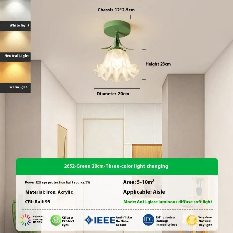 Cream coloured LED aisle light with Linglan flower pattern and modern simple design for corridor installation
