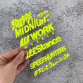 Reflective motorcycle bumper sticker in Bay Shore 1 series measuring 16cm by 11cm made of PET material